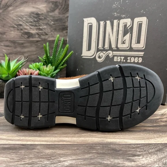 NIB Dan Post Dingo Safari Haircalf Western Cowboy Sneaker Boots Tan Zebra 9M - Picture 8 of 11